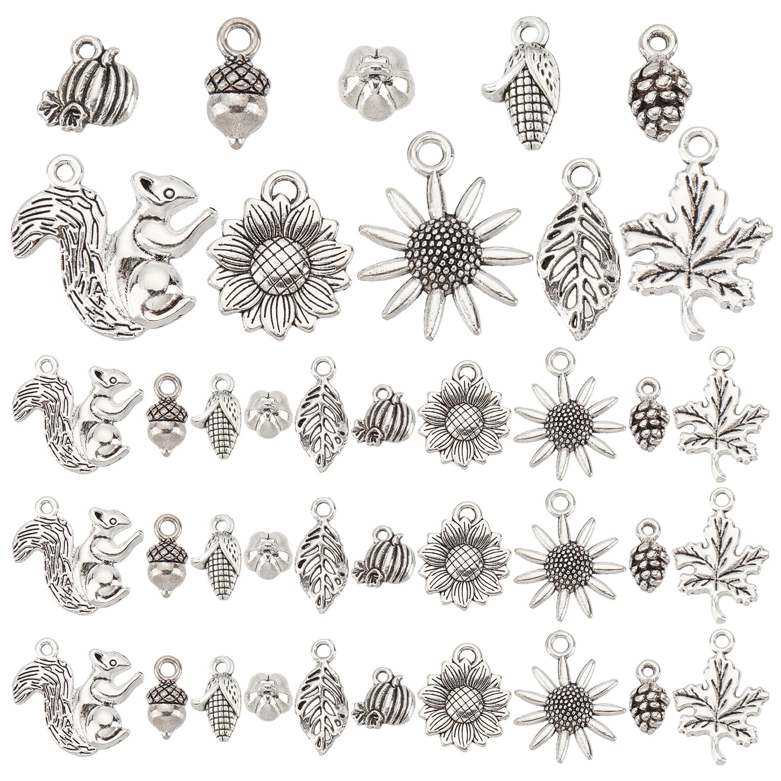 60 Stück Thanksgiving Harz Anhänger - Herbst Deko Mit Ahornblatt, Kürbis & Tannenzapfen