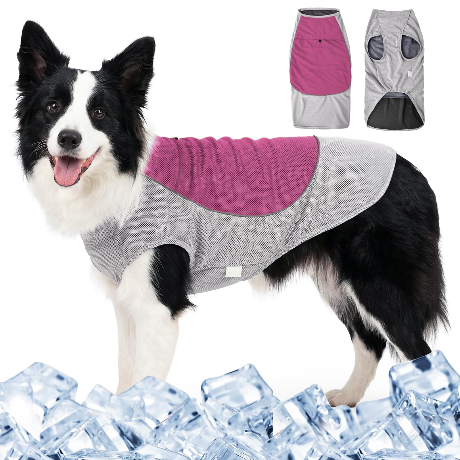 Duuclume Dog Cooling Vest Harness, Breathable Summer Ice Vest with Ice Pack Pockets, Pet Cooling Holds Cold for Outdoor Walking, Suitable for Small Medium Large Dogs Up to 97Lbs (Red, Large)