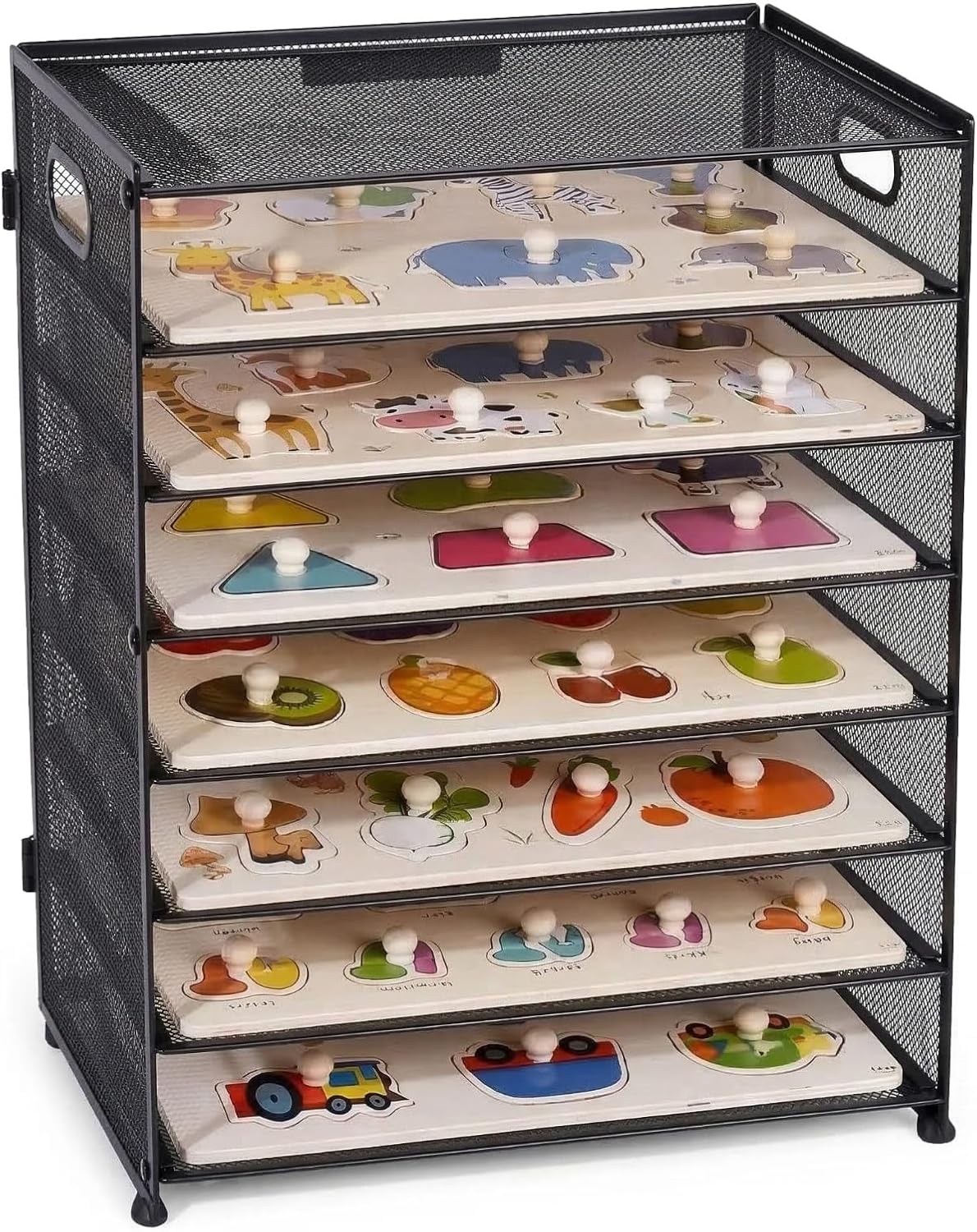 Puzzle Organizer Rack,8-Tier Puzzle Storage for Wooden Puzzles,Puzzle Holder Rack for Completed & in-Progress Puzzles, Finished Puzzle Storage Book for Birthday
