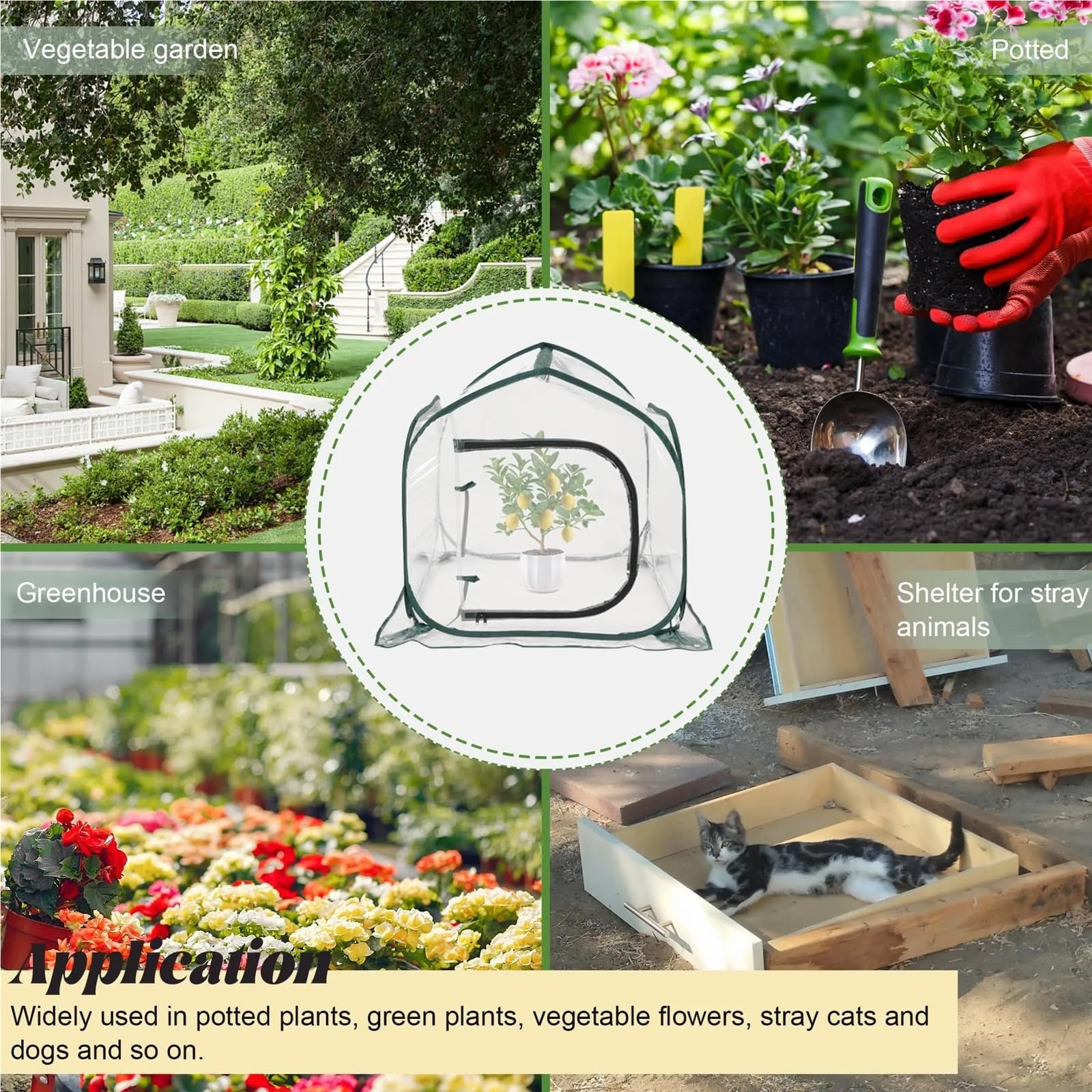 Serra pieghevole trasparente a scomparsa con borsa portaoggetti for giardini interni ed esterni, portatile, di grandi dimensioni