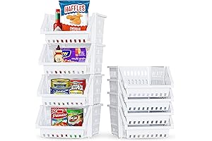 Skywin 4-Pack Storage Bins, Stackable Pantry Organizers