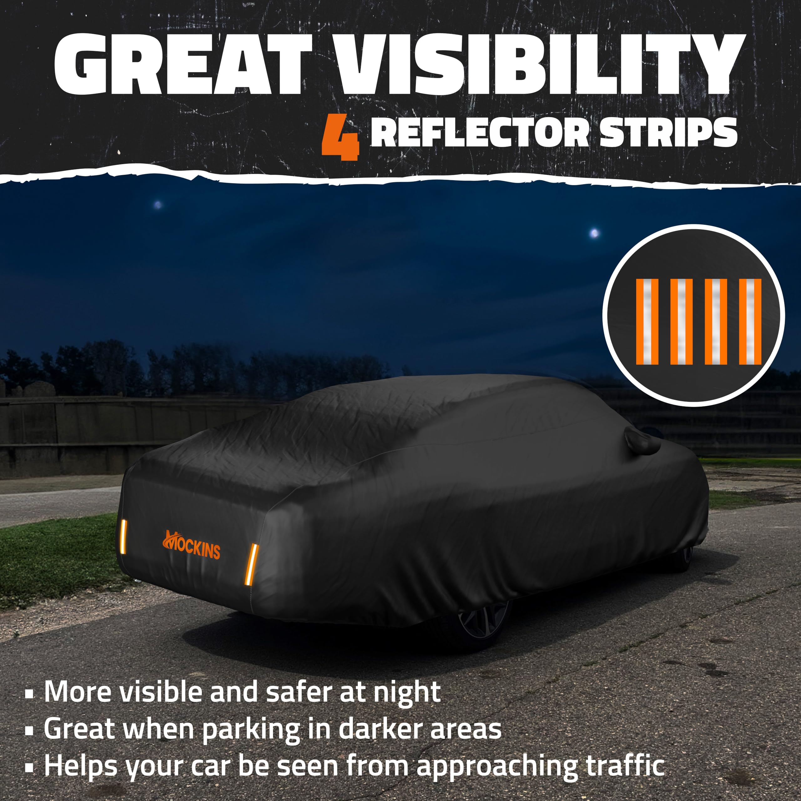 Mockins 200x75x60 Large Sedan Car Cover Waterproof All Weather Shield Thick Dual-Layer 250G PVC HD Cotton Car Covers — view 6