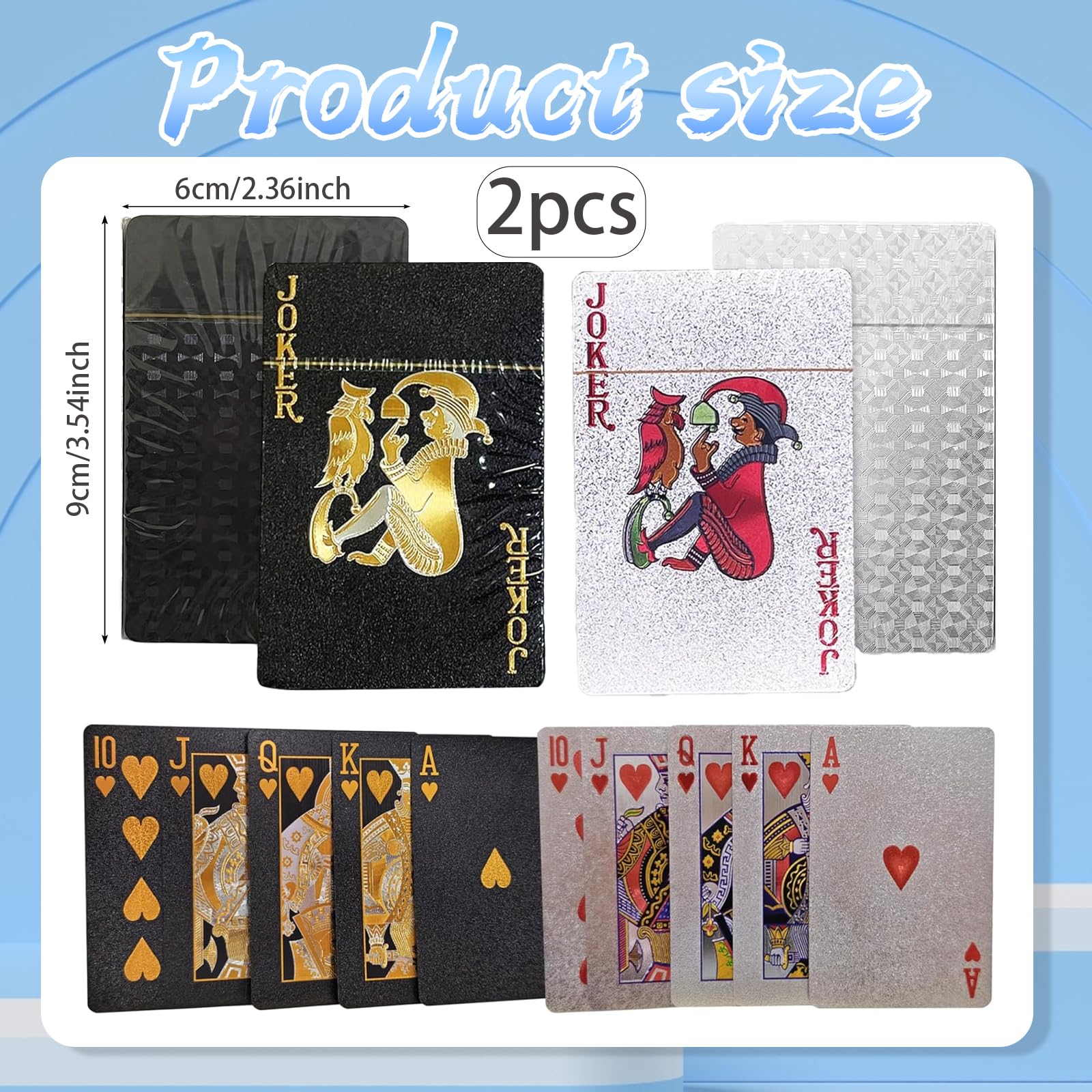 PXDUCN Playing Cards UK, 2 Pack Waterproof Playing Cards Waterproof with Storage Box, Solid Color No Fading Card Games - Image 2