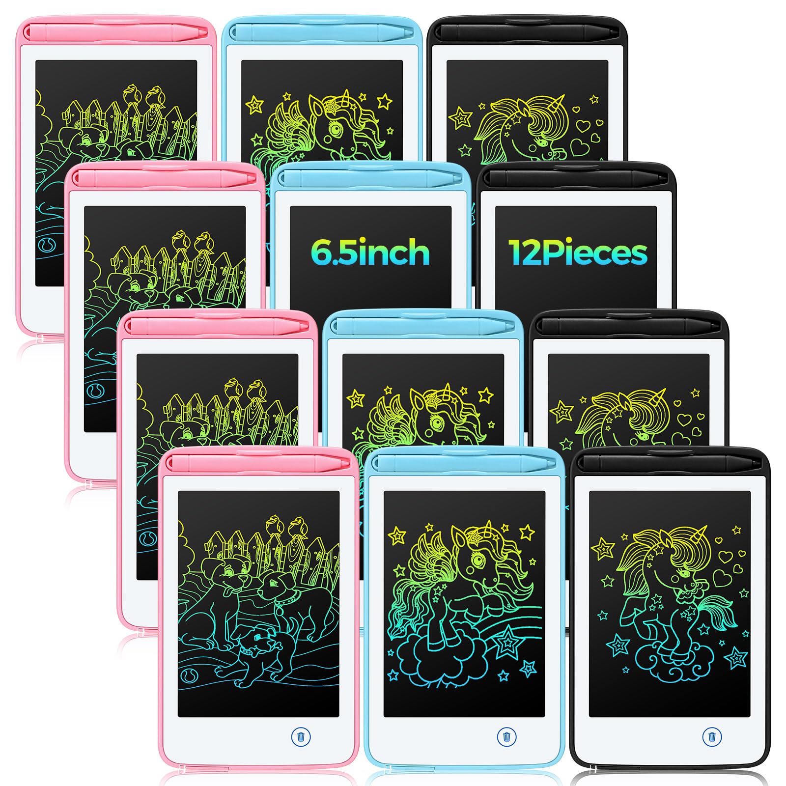 Zhehao 12 Pcs LCD Writing Tablet for Kids Colorful Drawing Doodle Board Drawing Tablet Erasable Reusable Electronic Draw Pad Gift for Boy Girl Class