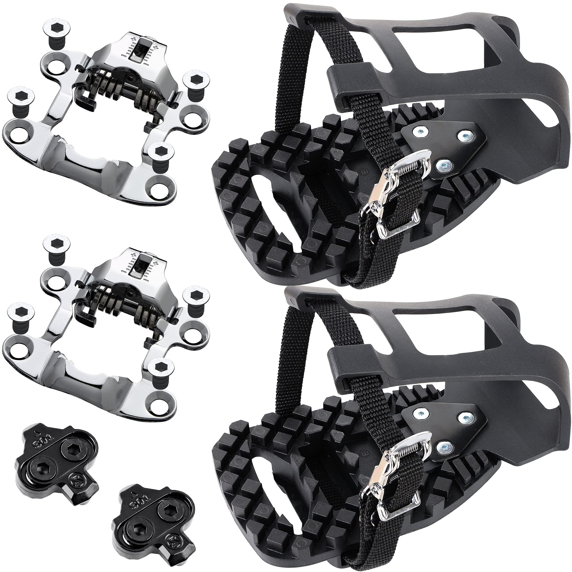 VenzoBike Bicycle Toe Clips Cage Indoor Exercise Bike Pedal Adapters - Compatible with Peloton Bike Pedal, Convert Look Delta Pedals to Toe Clip Straps Ride with Sneakers - Toe Cages & SPD Adapters