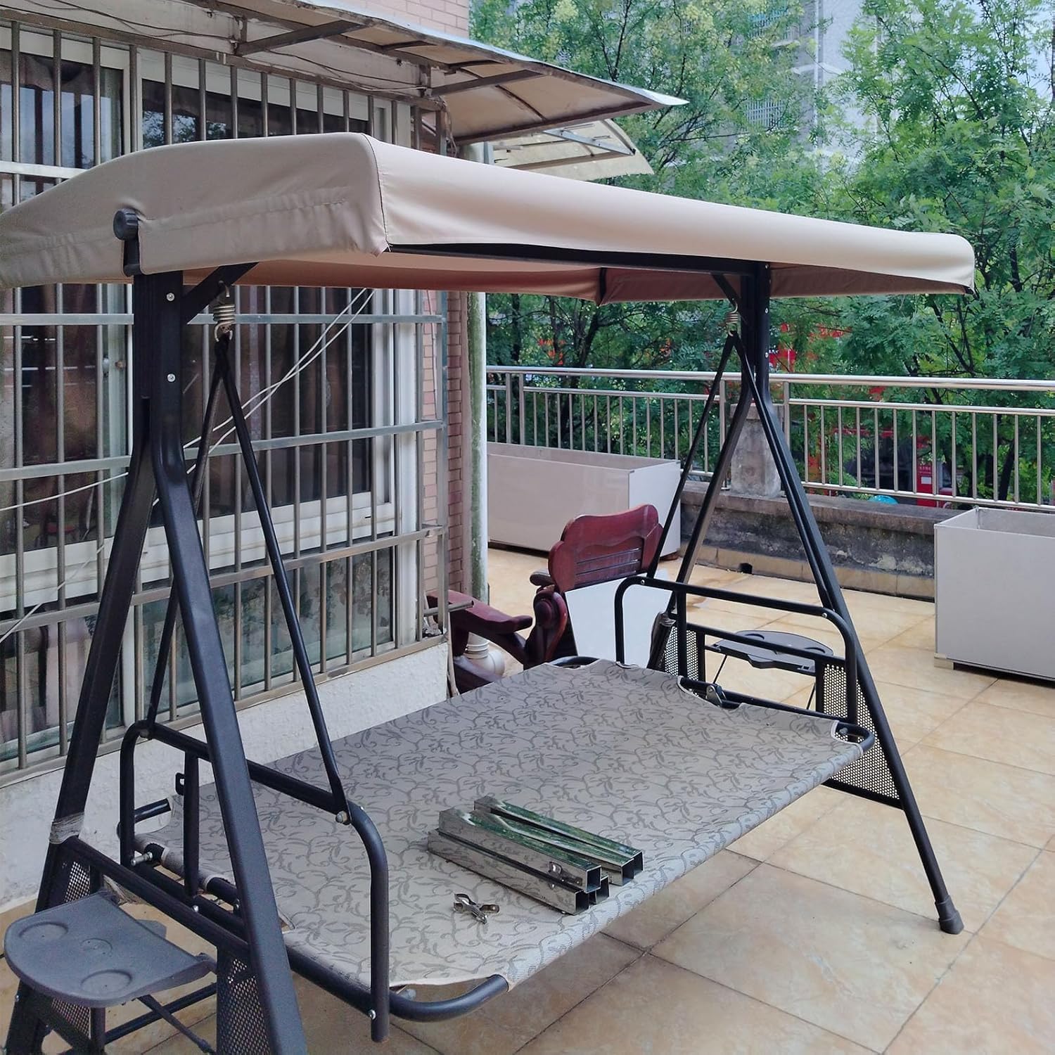 2 3 Seater Outdoor Porch Swing Replacement Canopy,Shade UV Weather Waterproof Top Cover for Garden Patio Yard Park Seating Furniture(2 Seater,62" Wx46 D)