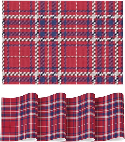 Miniatura 17 de Artoid Mode Manteles Individuales de Vinilo a Cuadros Buffalo Juego de 4, 12x18 Pulgadas Lavables Antideslizantes Resistentes al Calor Manteles de