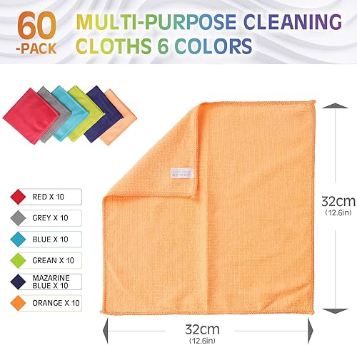 Miniatura 6 de Masthome Juego de trapeador y cubo con escurridor con 5 repuestos de microfibra y 1 cabezal de cepillo de piso y 60 paños de limpieza de microfibra,