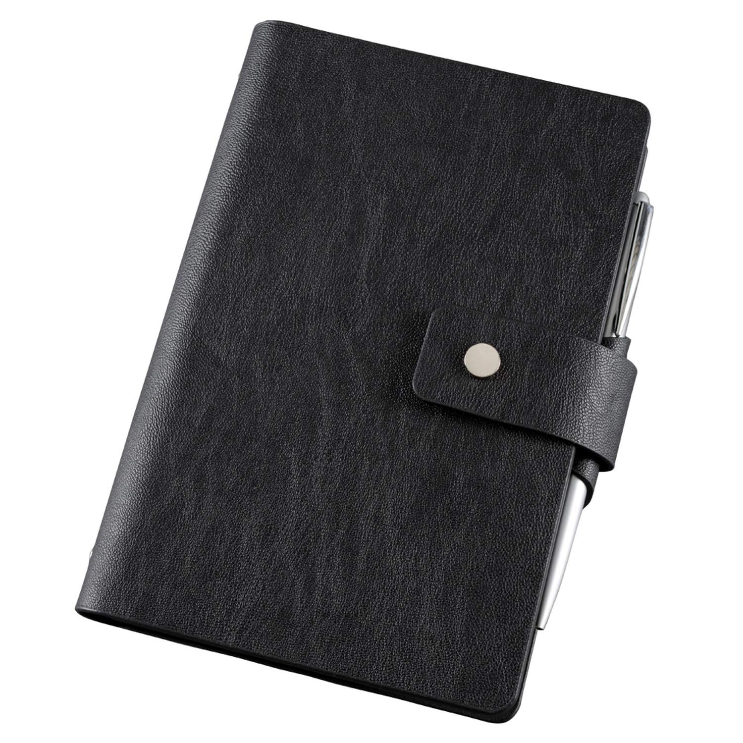 BIND16801 – Organiser with Ring Mechanism DIN A6 Imitation Leather, System Planner in Black, Calendar with 3 Business Card Slots, Pen Loop, Appointment Calendar with System 1 Week / 2 Pages