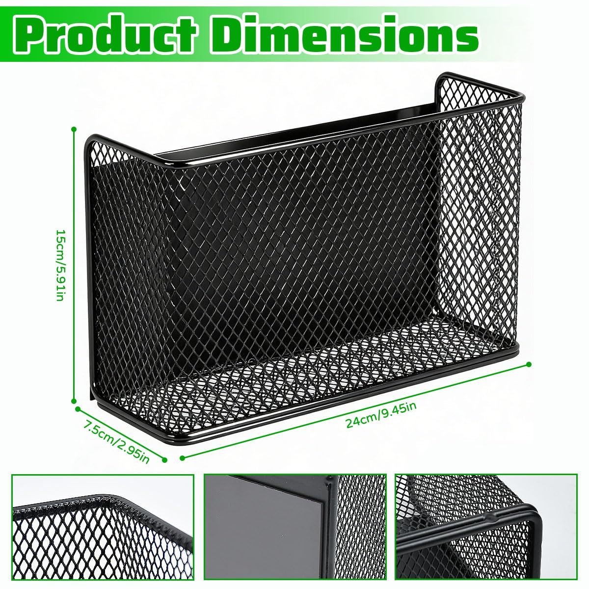 Magnet Regal Kühlschrank Magnetischer Organizer Schwarz 24x15x7.5cm Starker Magnetstreifen Whiteboard Kühlschrank Regal Gewürzregal Magnetisch Regalkörbe Behälterfür Gewürze Büro Küche Bad