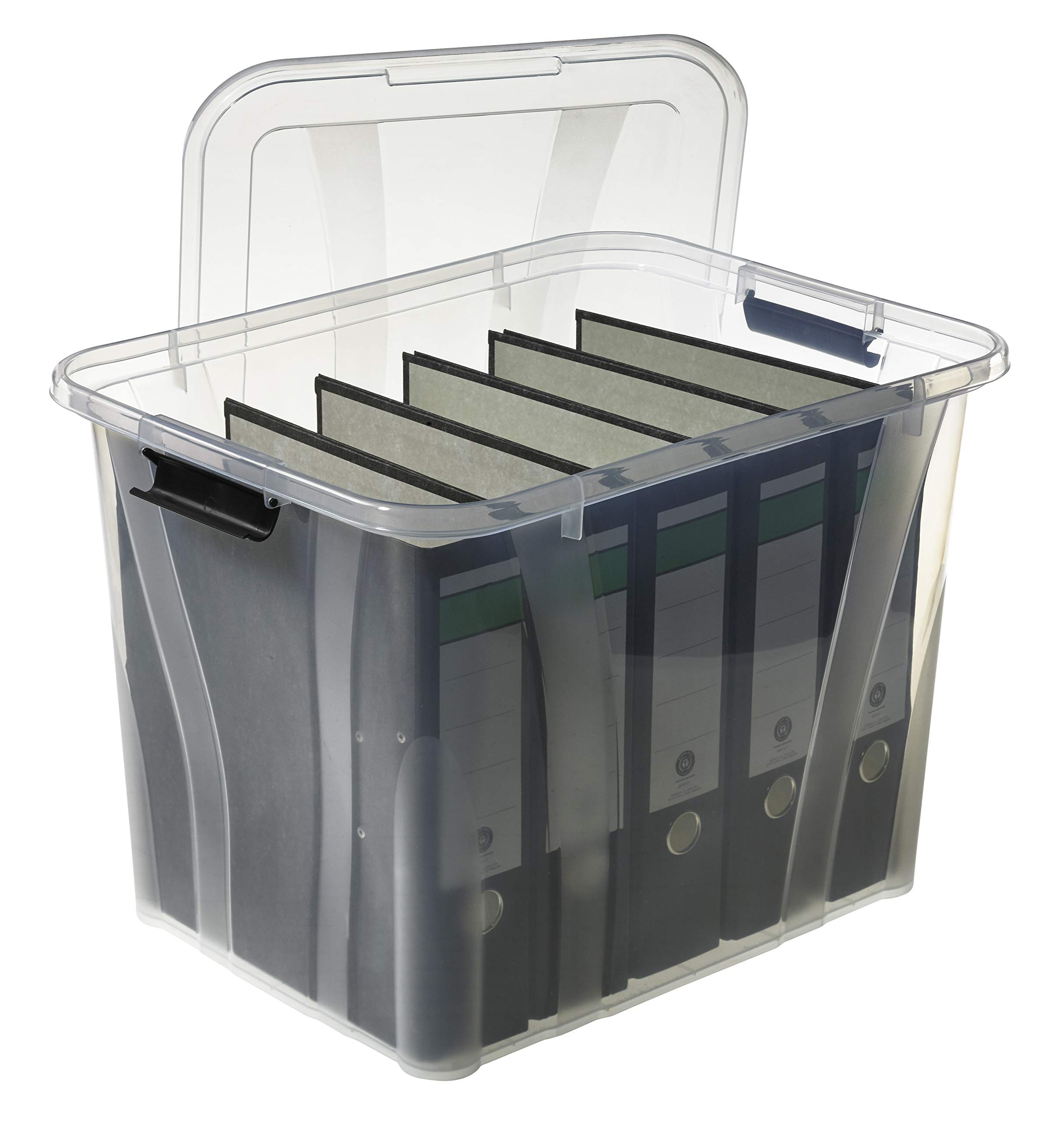 Logiplast 5 Stück Aufbewahrungsbox transparent 55 Liter mit Deckel und Klickverschluss 510 x 385 x 368 mm
