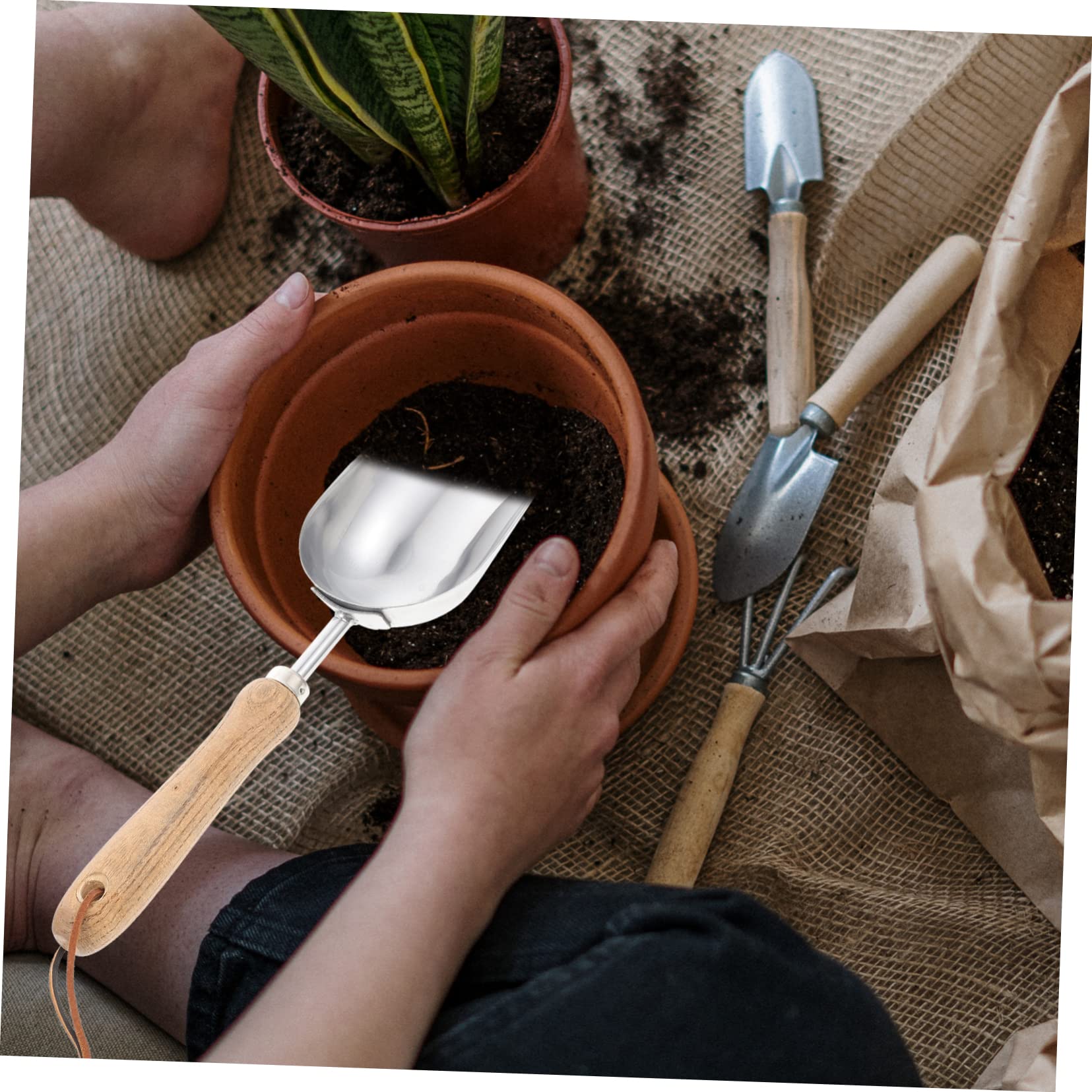 ifundom 2 Stück Gartenerde Schaufel Garten Handschaufel Landschaftsbau Spatenschaufel Garten Handkelle Werkzeug Kompakte Gartenschaufeln Gartenzubehör Gartengeräte Rostfreier