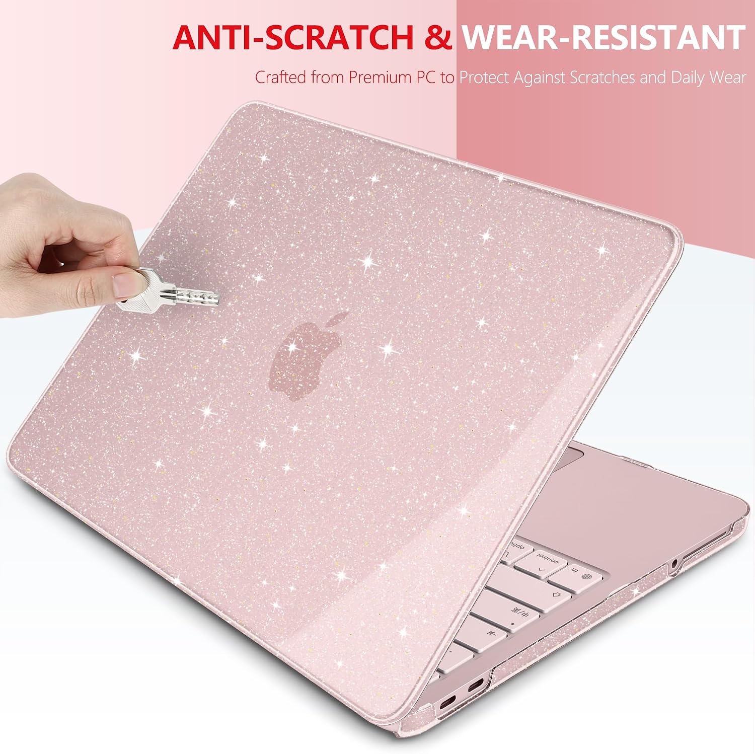 for MacBook Neo 13 Inch Case 2026 Release Model A3404, Bling Glitter Hard Shell with Keyboard Cover, 2 Webcam Covers & USB Adapter, 6-in-1 Bundle for Women Girls, Glitter‌ Starlight