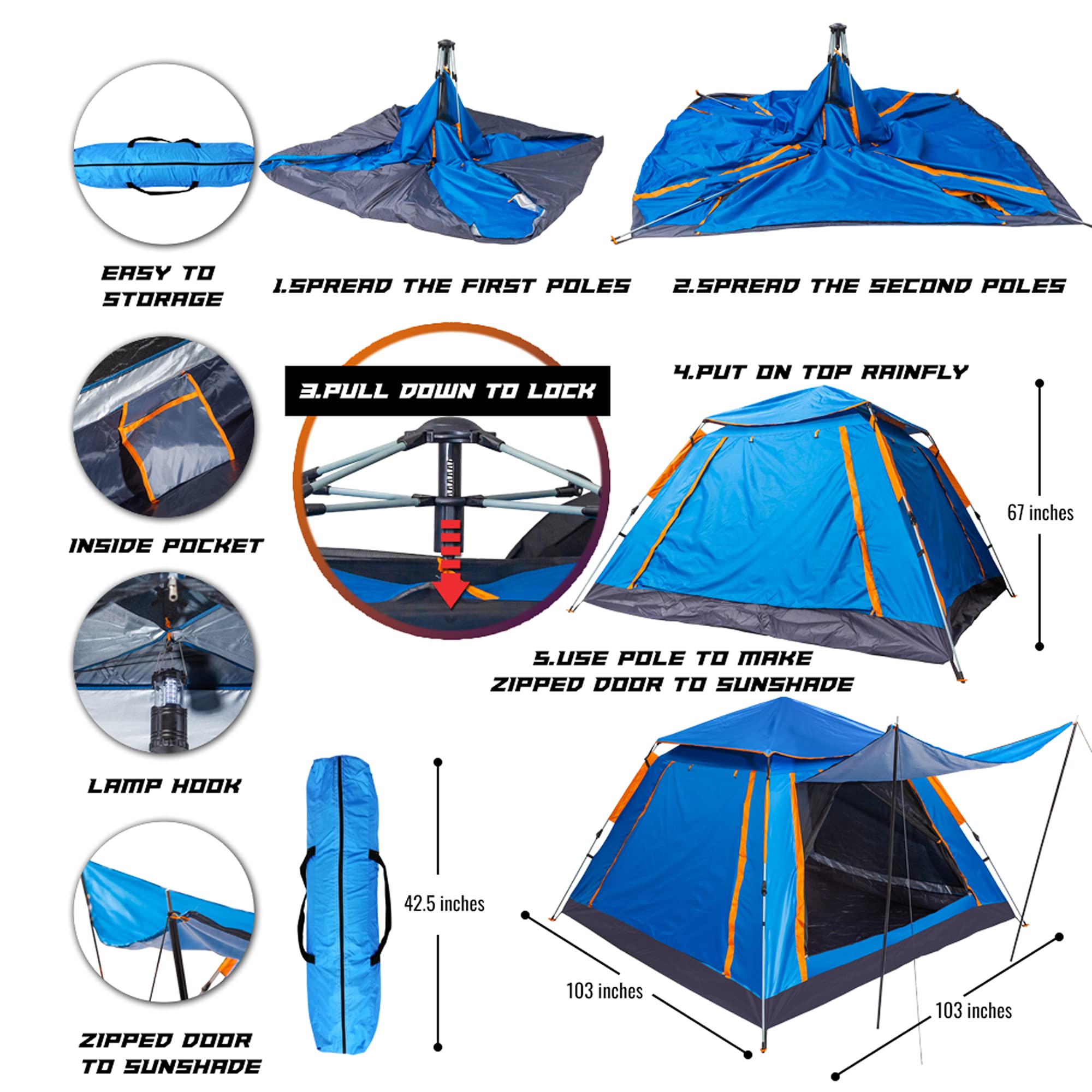 Amazon.com : cho Pop Up Tent for Camping, 5 Person, Portable