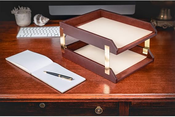 Dacasso D3420 Classic Leather Desk Set, 10pcs, Chocolate Brown