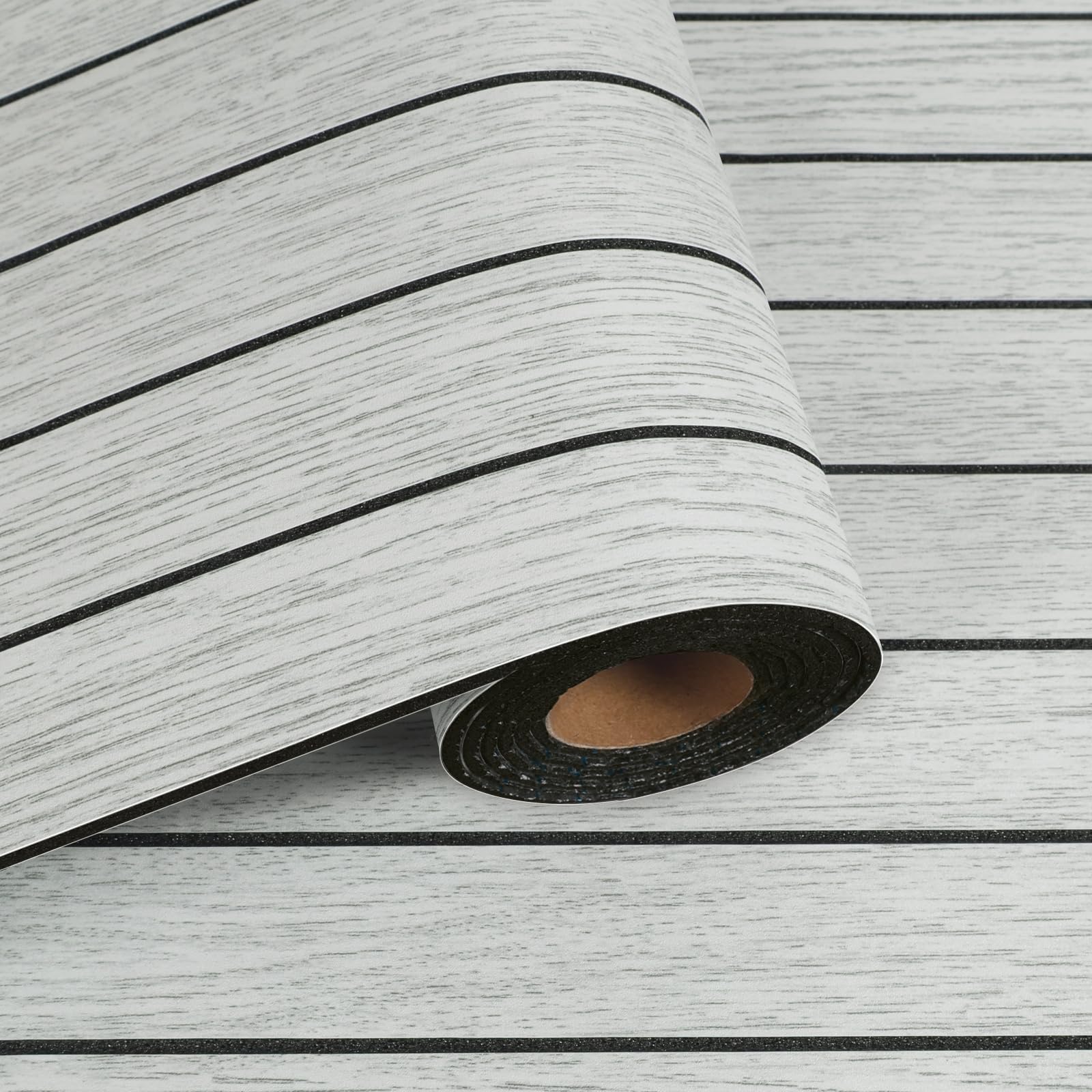 VaryPaper Self Adhesive 3D Grey Wood Panelling Wallpaper 42.8cmx200cm Wood Effect Sticky Back Plastic Thick Oak Wooden Slats Wall Panels for Living Room Hallway TV Background Foam Acoustic Panels