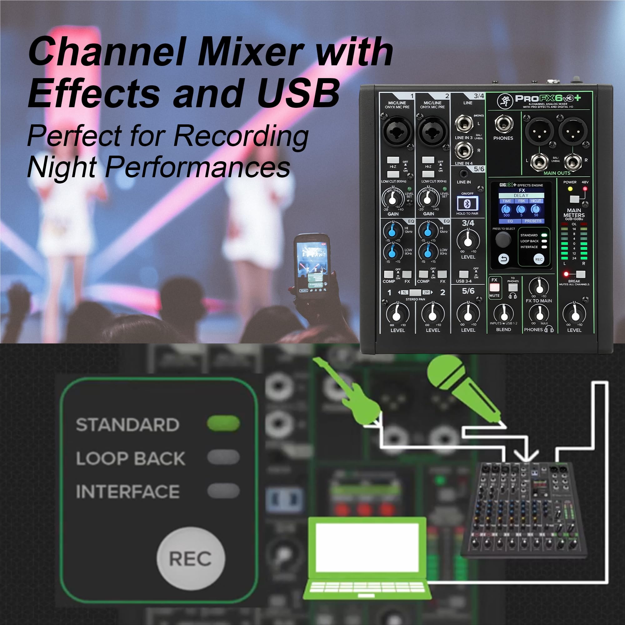 Amazon | Mackie ProFX6v3+ 6チャンネルミキサー エフェクト付き