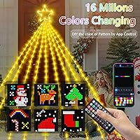 Vista 3 de Vigdur Decoración de Árbol de Navidad de 16.4 Pies - 315 LEDs Luces de Árbol en Cascada de Estrellas Personalizables con Control Remoto