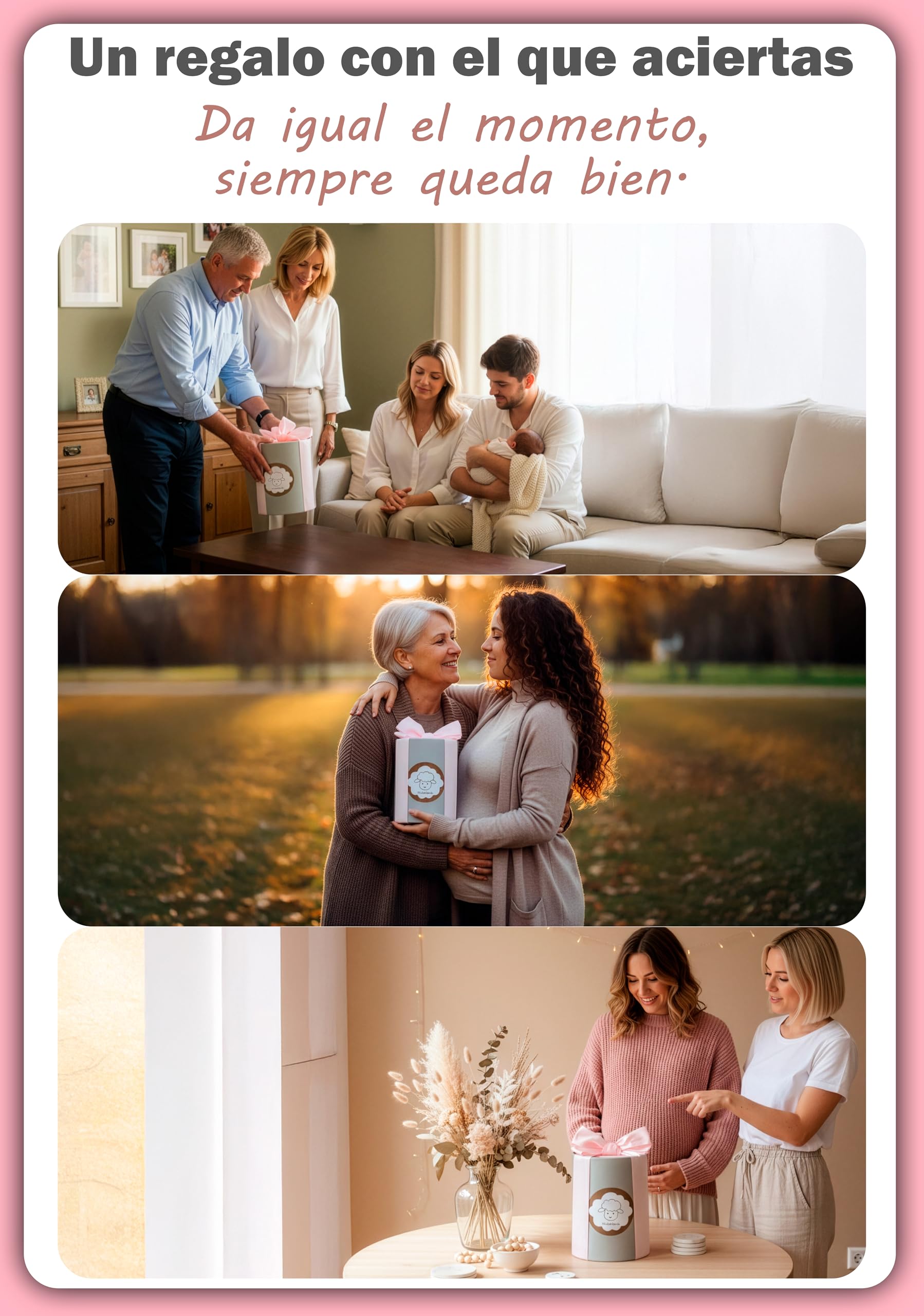 Regalo Bebé Recién Nacida Niña, Canastilla Lista para Regalar | Un regalo completo y elegante, listo para entregar: no necesitas montar ni envolver nada para sorprender a los padres.