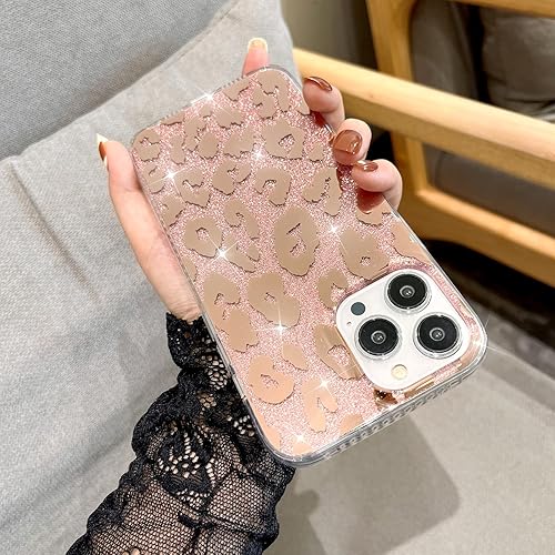 Miniatura 2 de ZIYE Funda compatible con iPhone 13 Pro Max, funda de lujo chapada en leopardo con estampado de guepardo dorado para mujer, funda reforzada a prueba