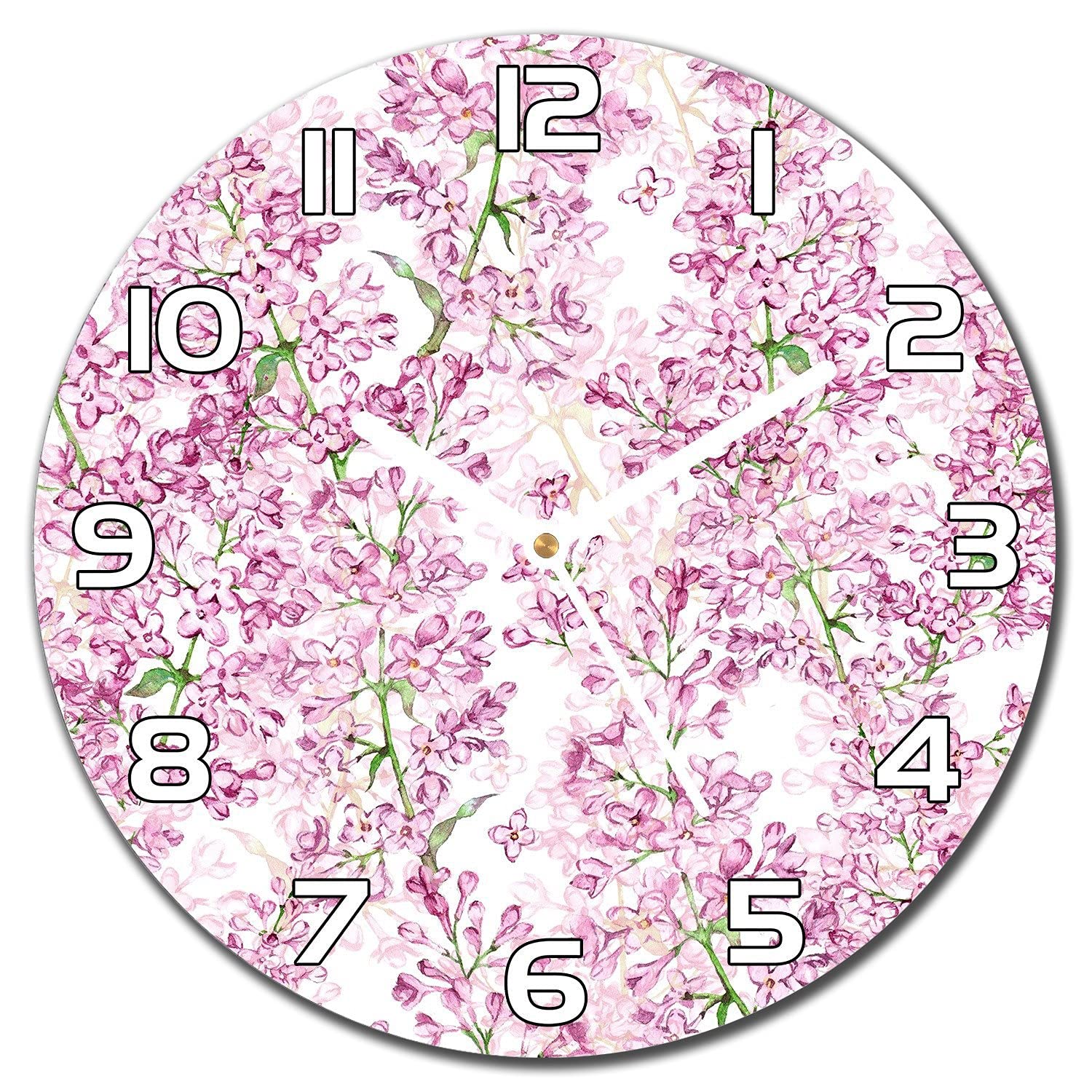 Horloge en verre sécurité violet lilas blossom floral salon moderne 30cm