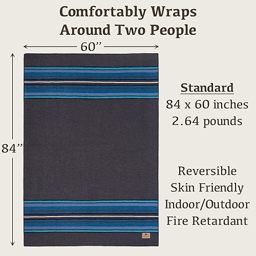 Miniatura 2 de Chubbuck Lakeland Manta de lana gruesa cálida de picnic manta de campamento grande 60 x 84 pulgadas supervivencia al aire libre