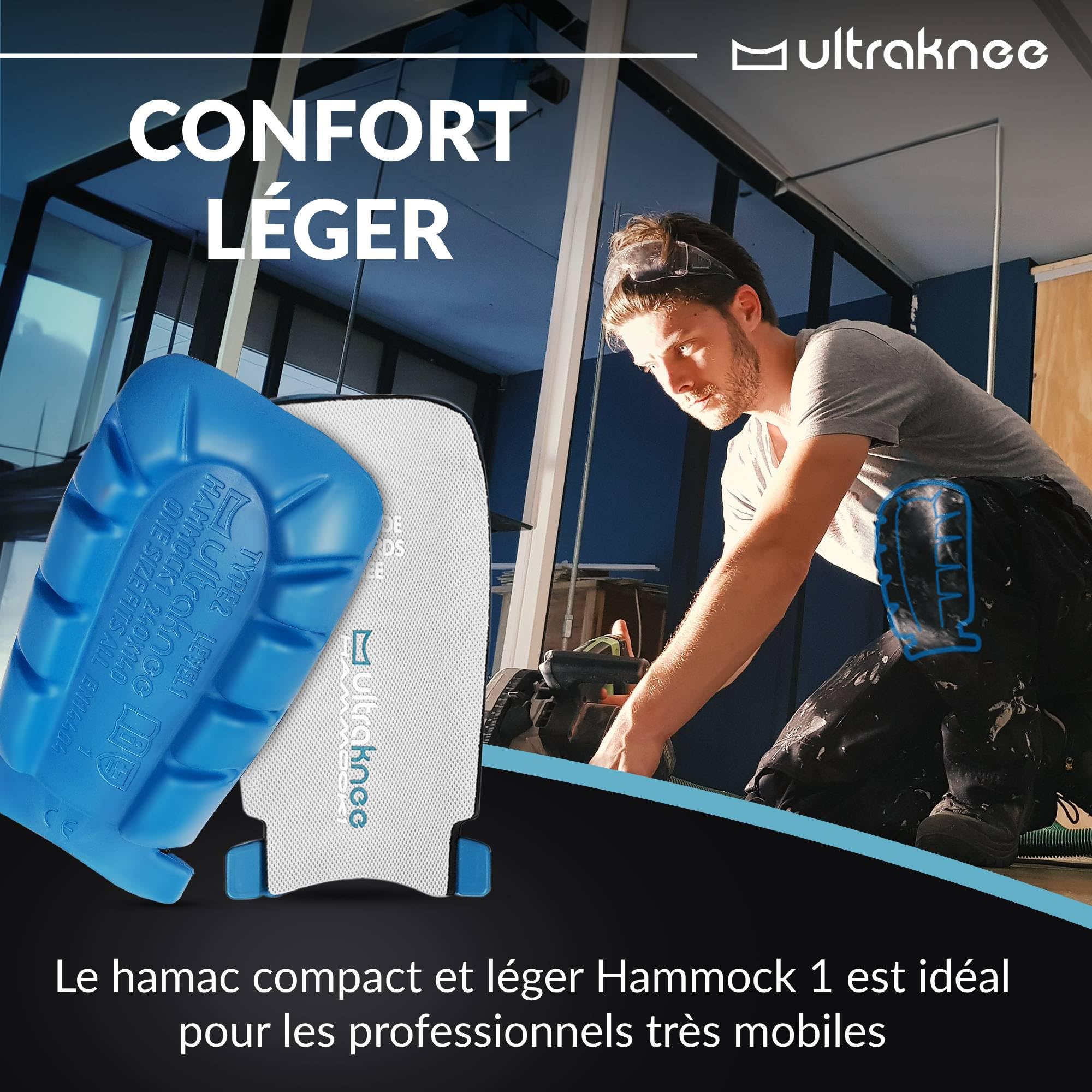 Hammock 1 | Genouillères professionnelles pour le travail et le jardin | Confortables | Durables | Genouillères ergonomiques | Protège-genoux pour chantiers, carreleurs et jardiniers