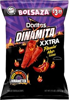 Dinamita Rolled Tortilla Chips, Xxtra Flamin' Hot, 9.25 oz Bag
