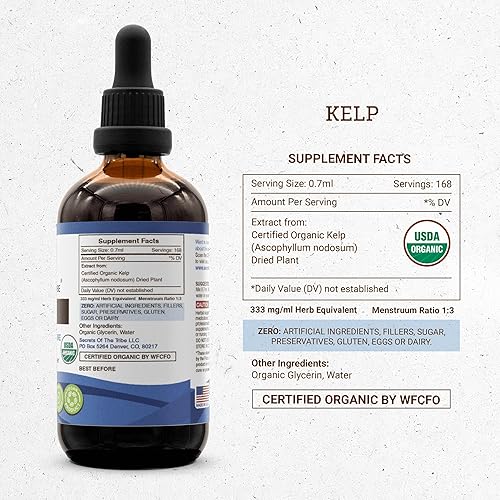 Miniatura 4 de Secrets of the Tribe Kelp USDA Organic  Extracto sin alcohol, gotas de hierbas de alta potencia, hechas de plantas secas 100% orgánicas certificadas