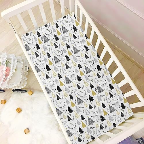 Miniatura 5 de Christmas Tree Deer Crib Sheets - Stretchy Fitted Crib Sheets for Boys Girls, Unisex Cozy Baby Crib Sheet 27 x 39 x 5 Inches