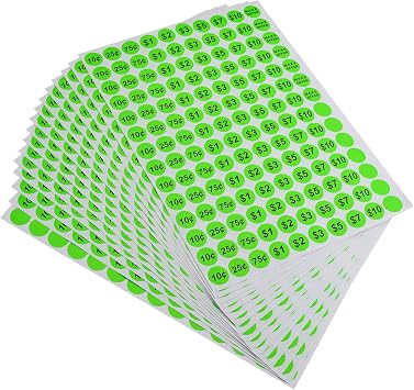 ONUPGO Garage Sale Stickers, 3/4" Round Label Yard Sale Price Stickers Preprinted Removable Pricing Labels, Bright Neon Colors with Blank Label 2240 Pcs