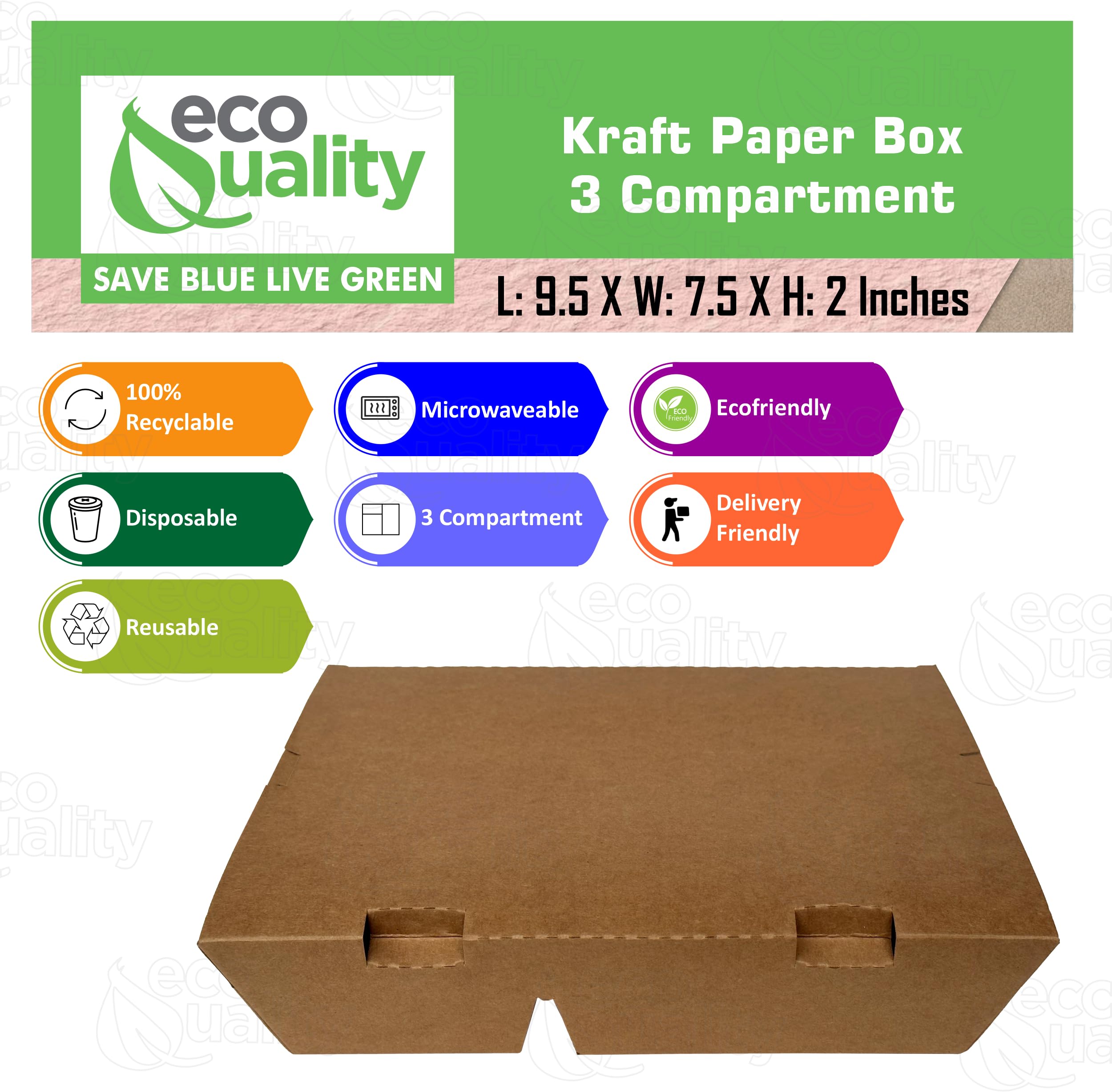 3 Compartment Take Out Food Kraft Brown Paper Take Out Boxes Microwaveable Leak and Grease Resistant To Go Food Containers with Vent Holes - Restaurants, Catering, Food Truck - Recyclable Lunch (400)