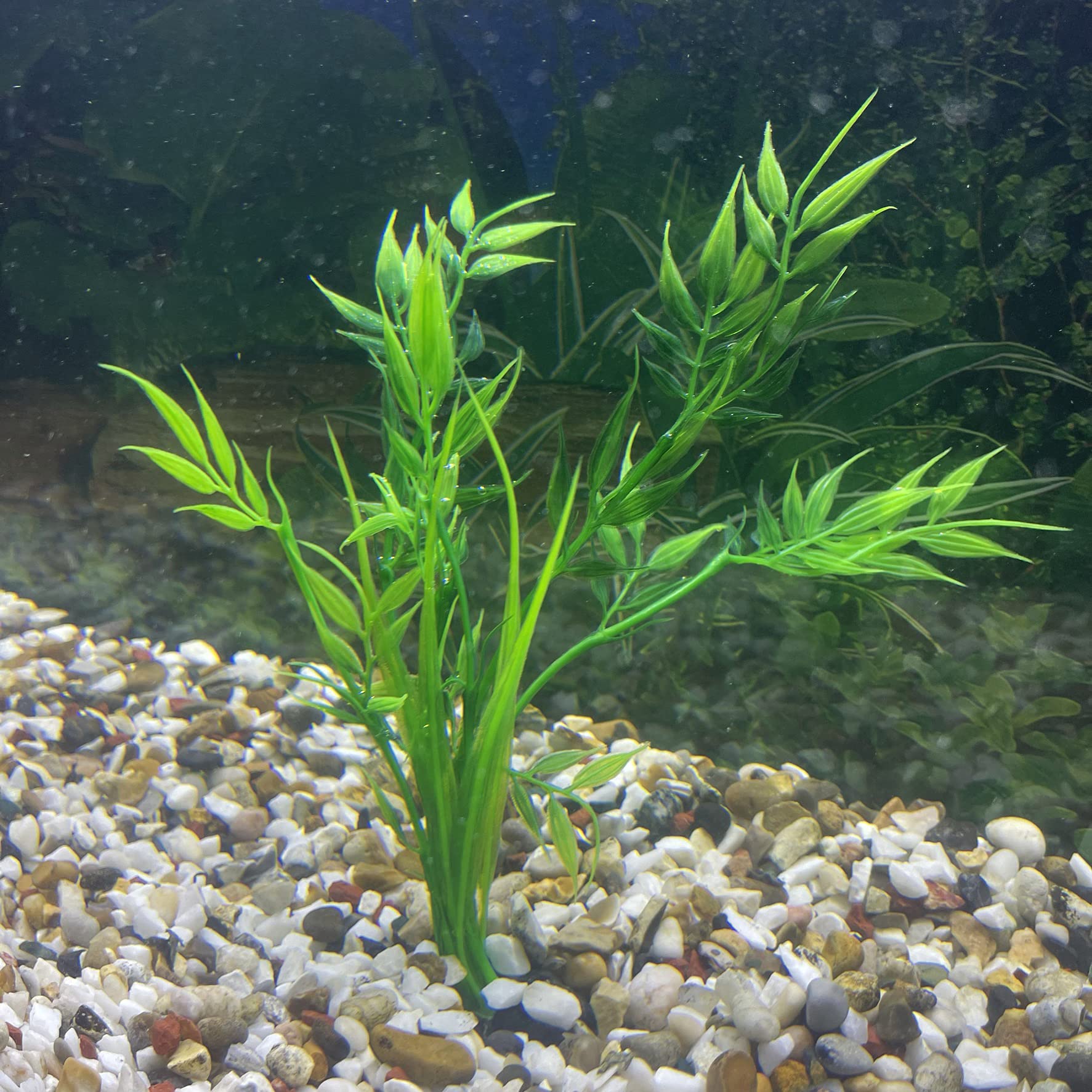 Jeanoko Künstliche Aquarienpflanze – Kleine Bambusblätter, Grün, Ca. 30 Cm