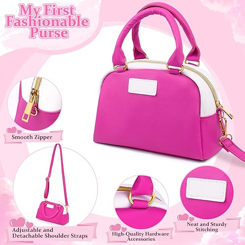 Miniatura 4 de GJZZ Bolso para niñas pequeñas con accesorios y juguetes de maquillaje para niñas de 3, 4, 5, 6, 7 años, 24 anillos de joyas en caja, mi primer