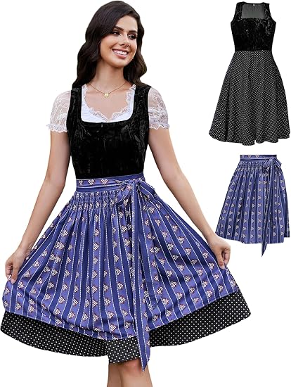 Dirndl Tradizionale Donna Molirex - Abito Bavarese In Velluto Per Oktoberfest - Foto 10
