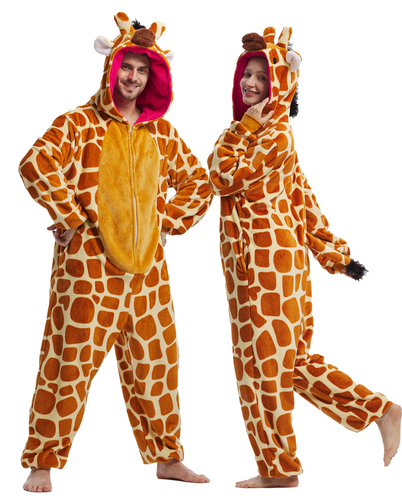 Unisex Adult Onesie Pajamas Animal Cosplay Halloween Costume One Piece Plush Sleepwear Homewear