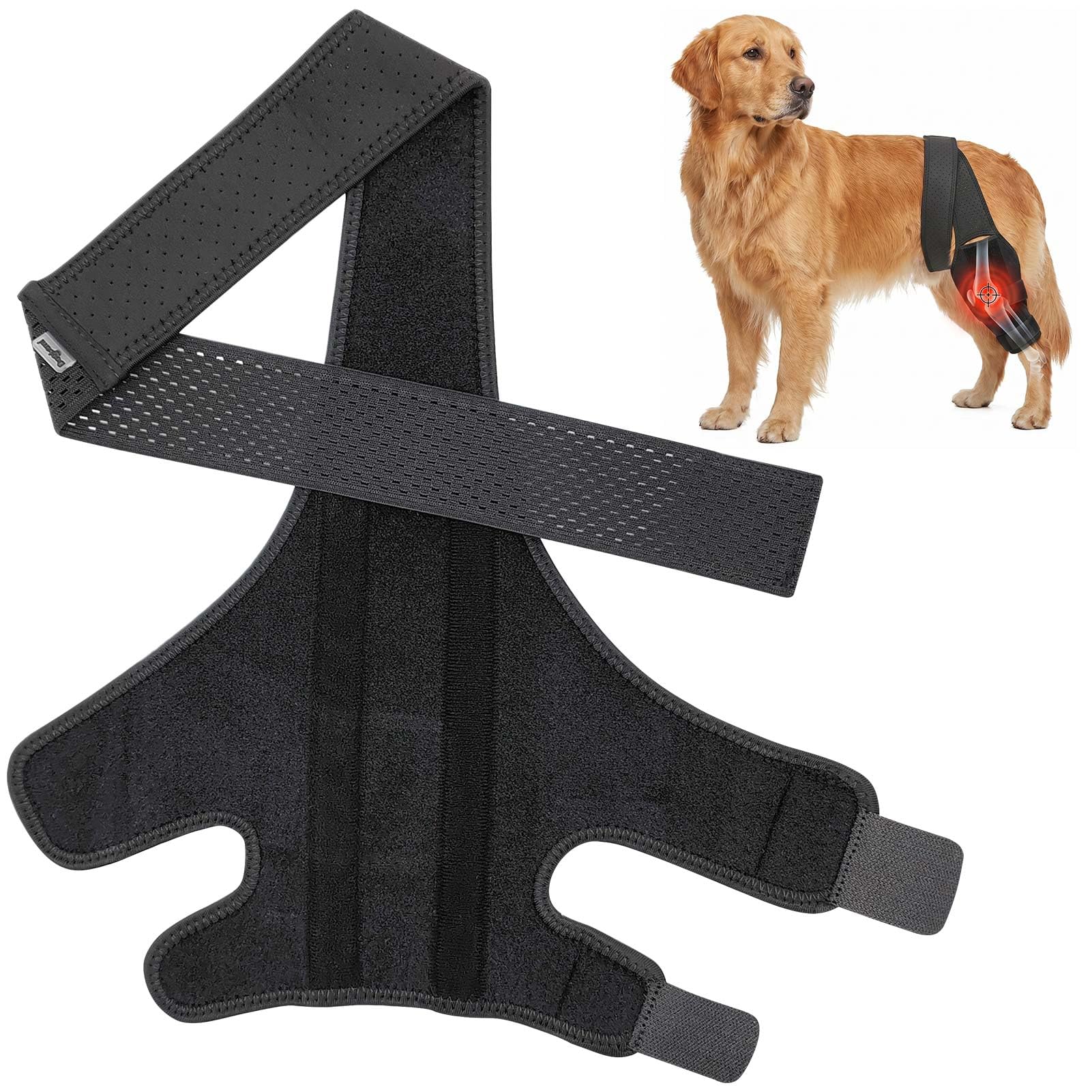 QualfsTerric Dog Knee Brace for ACL with Side Stabilizers Dogs Surgery Recovery Adjustable Joint Hock Support Canine Leg Lick Sleeve Protects Wounds Brace Heals Prevents Injuries for Dogs（L）