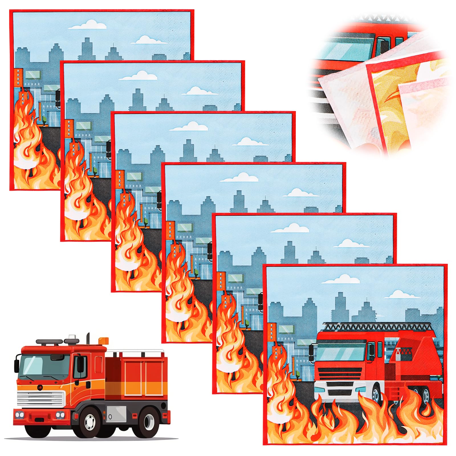 TIB 20 servetten * brandweer* voor themafeest en kinderverjaardag // kinderverjaardagsfeest feestset jongens Napkins papieren servetten Fire Fighter