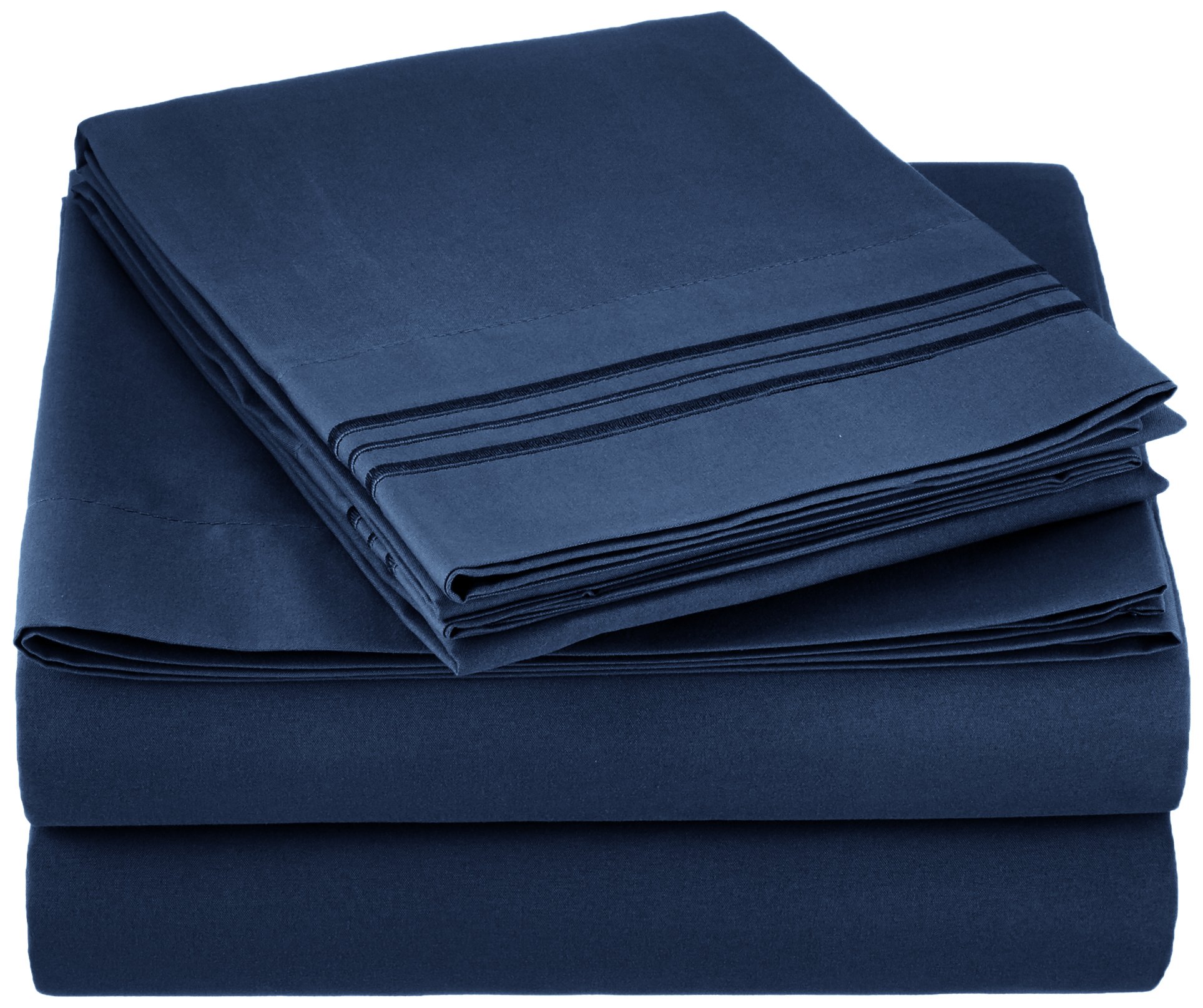 Full Size Sheet Sets - Breathable Luxury Sheets with Full Elastic & Secure Corner Straps Built In - 1800 Supreme Collection Extra Soft Deep Pocket Bedding Set, Sheet Set, Full, Navy