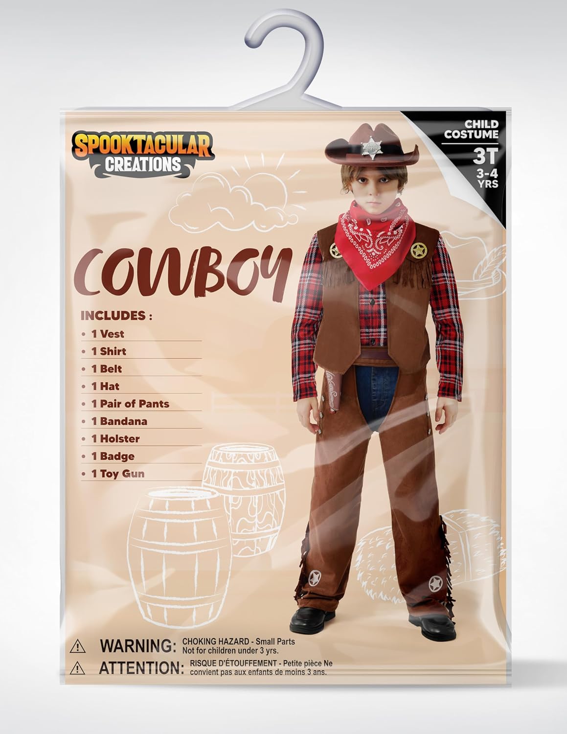 Spooktacular Creations Halloween Cowboy Costume for Boys, Kids Brown Western Costume for Toddler Halloween RolePlay Party