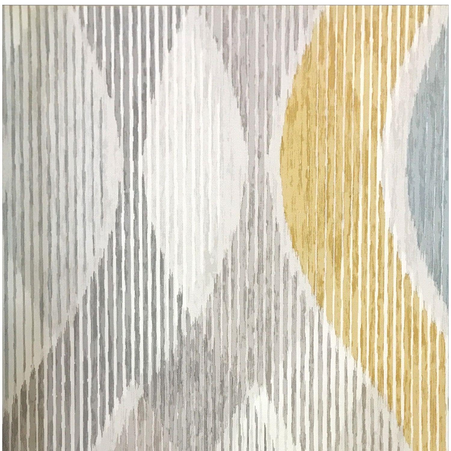YöL Perspectives Grey Yellow Blue Waves Stripes - Vinyl Wallpaper - 10.05m x 53cm Roll - Scrubbable Paste The Wall - Modern Contemporary - Bedroom Living Room Lounge - Feature Statement Wall