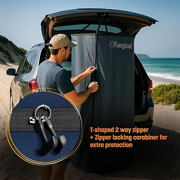 Instant Changing Tent for SUV Trunk, Easy Pop-Up Privacy Shelter with Liftgate Suction Pod - Portable Dressing Room for Beach, Outdoor Camping Shower, Toilet (Carry-Bag Included), Blue