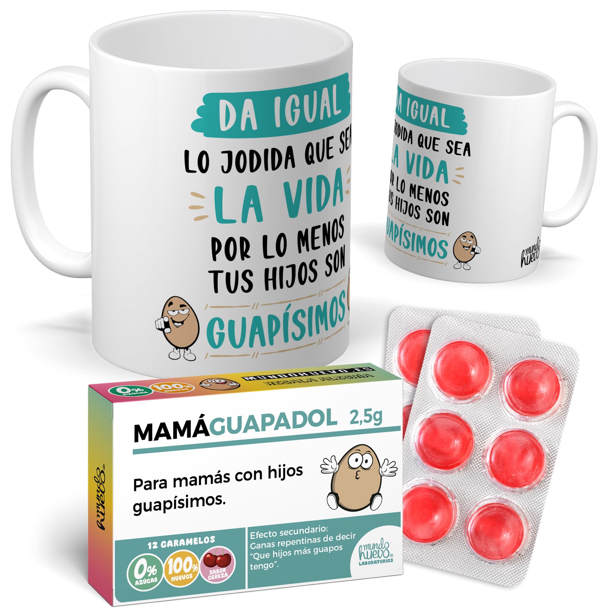 mundohuevo Taza Regalo Mamá | Taza de Cerámica + Caramelo de Mamá | Aunque a Veces ladres Eres el Mejor Padre | Detalle Original para Madres | Regalo Divertido — view 14