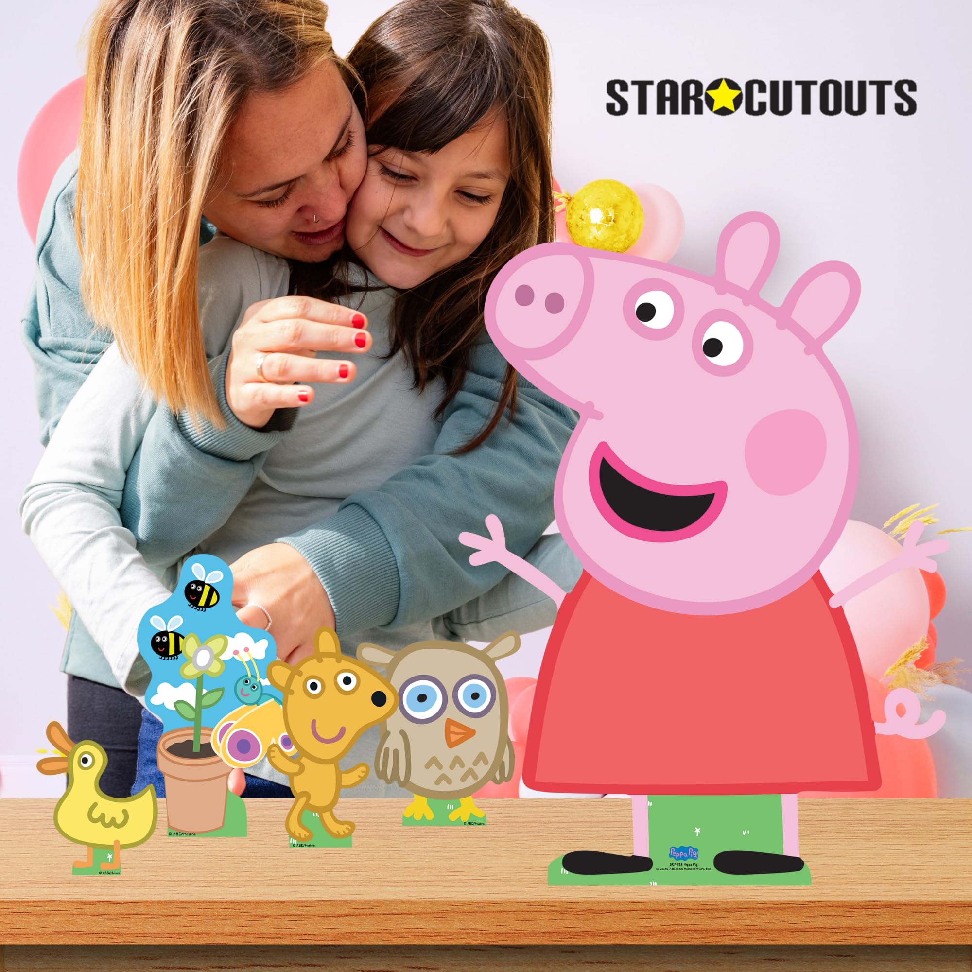 Star Cutouts SC4523 Peppa, Zoe & Suzy Peppa Pig Partyzubehör, Multipack, Pappaufsteller, 8 Stück, Peppa-Thema, für einen Happy Birthday & Raumdekorationen für Kinder, Jungen, Mädchen, höchste