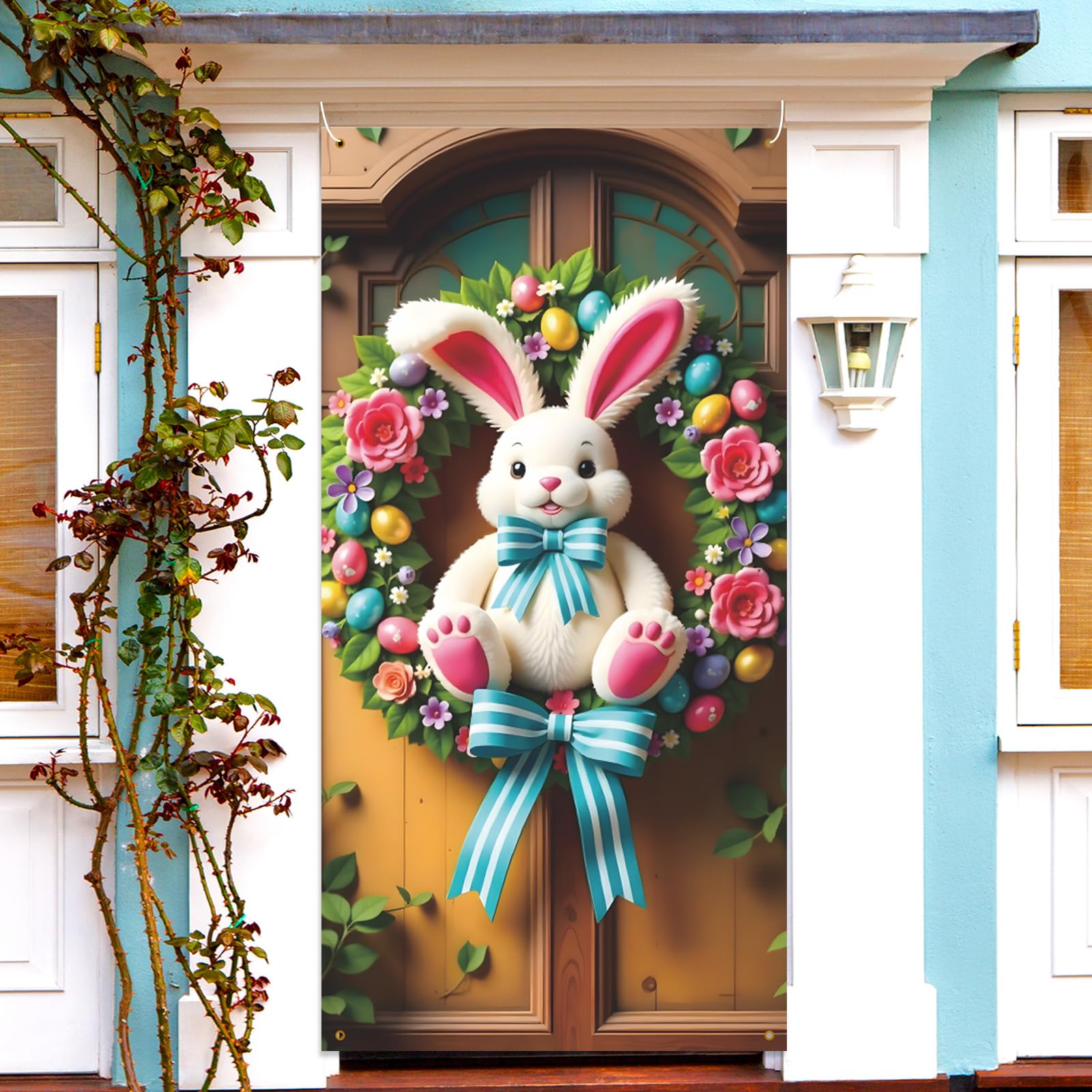 Corlidea Coperta per porta di Pasqua, Banner di Pasqua Appeso allegra Pasqua Porta Banner per Pasqua Decorazione Festa per Vacanze Sfondo Giardino Parete Porta Ingresso
