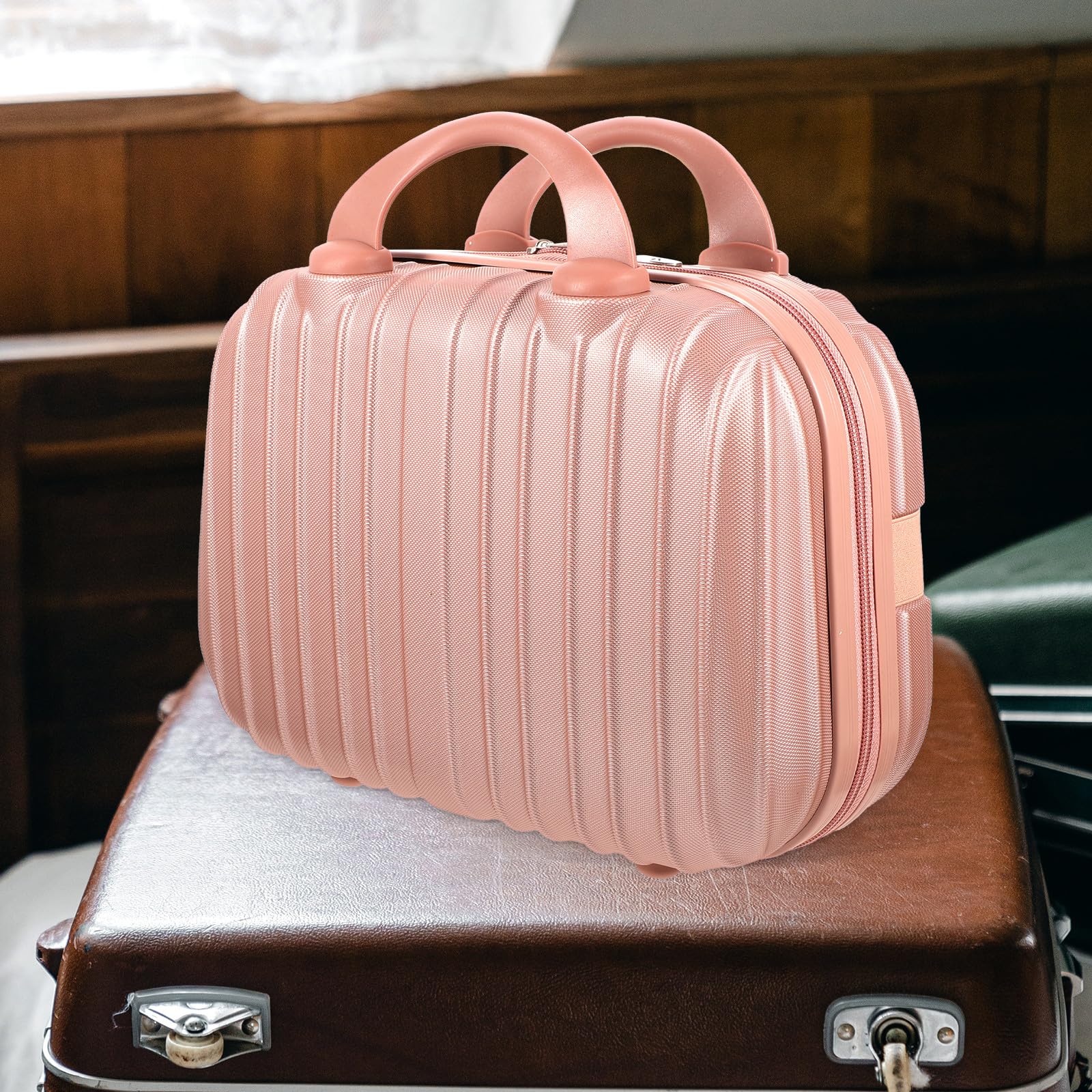 Ciieeo Borsa Multifunzione per Trucco Rosé Gold, Compatta e Resistente, Grande Capacità, Custodia Portatile per Uso Domestico e Viaggio