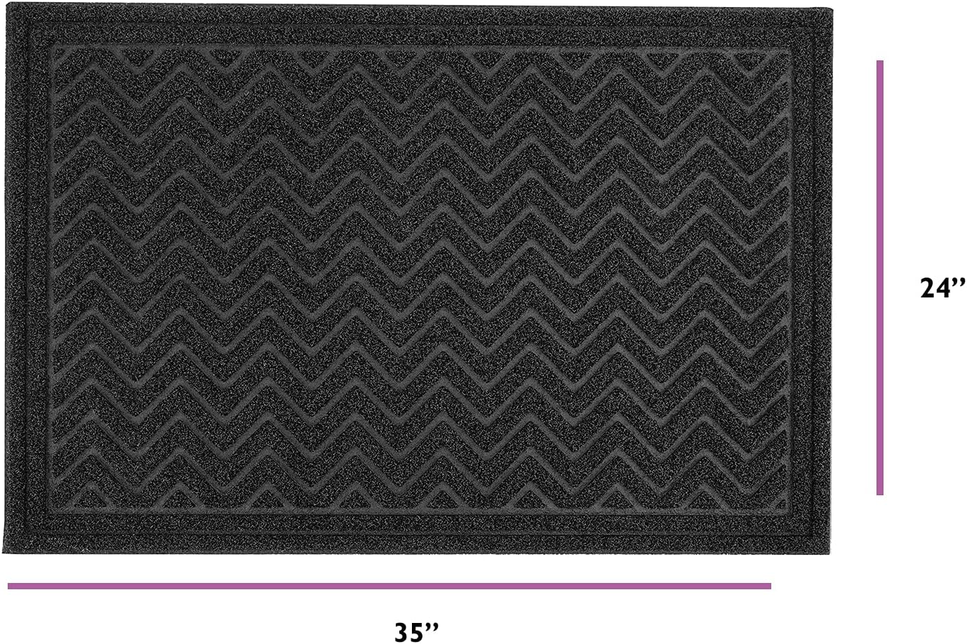 Superio Black Chevron Coir Doormat, Large Size 24X35 Indoor Outdoor Entry Floor Mat, Welcome Door Mat Home