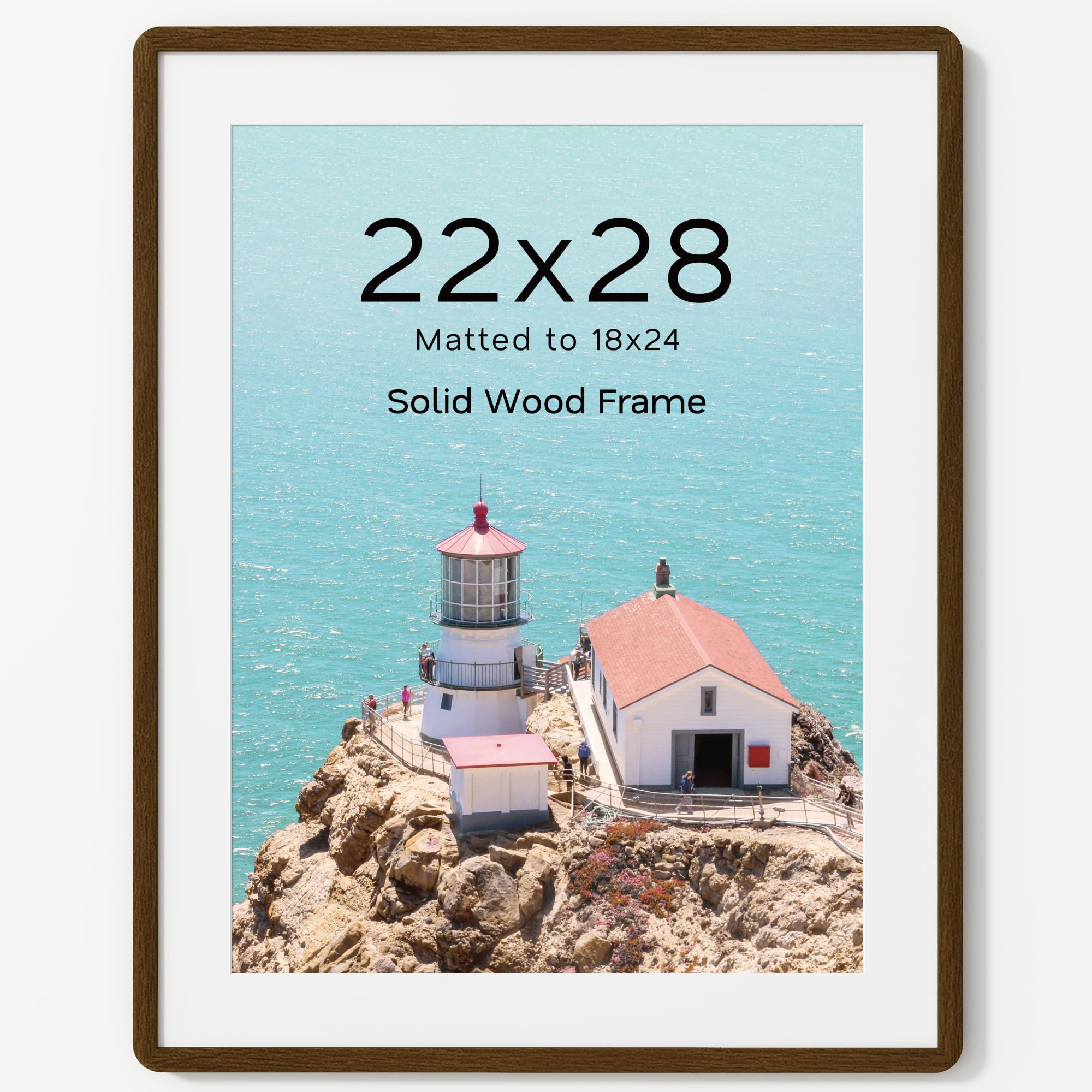 Cadre photo de 55,9 x 71,1 cm en noyer massif Acovy avec verre trempé élégant