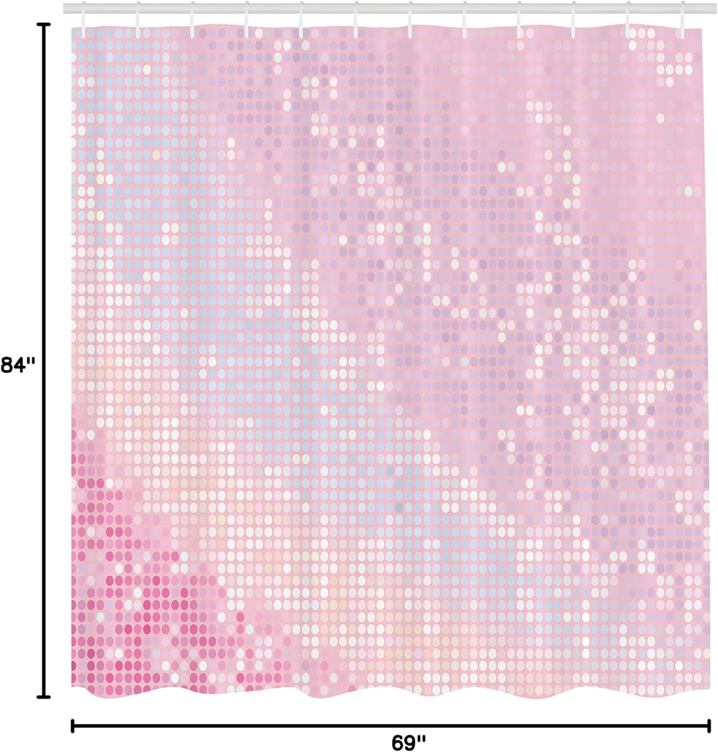 Ambesonne Modern Shower Curtain, Abstract Pattern in Pastel Pink Tones Retro Disco Style Party Theme Art, Cloth Fabric Bathroom Decor Set with Hooks, 69" W x 84" L, Pale Pink Pale Pink