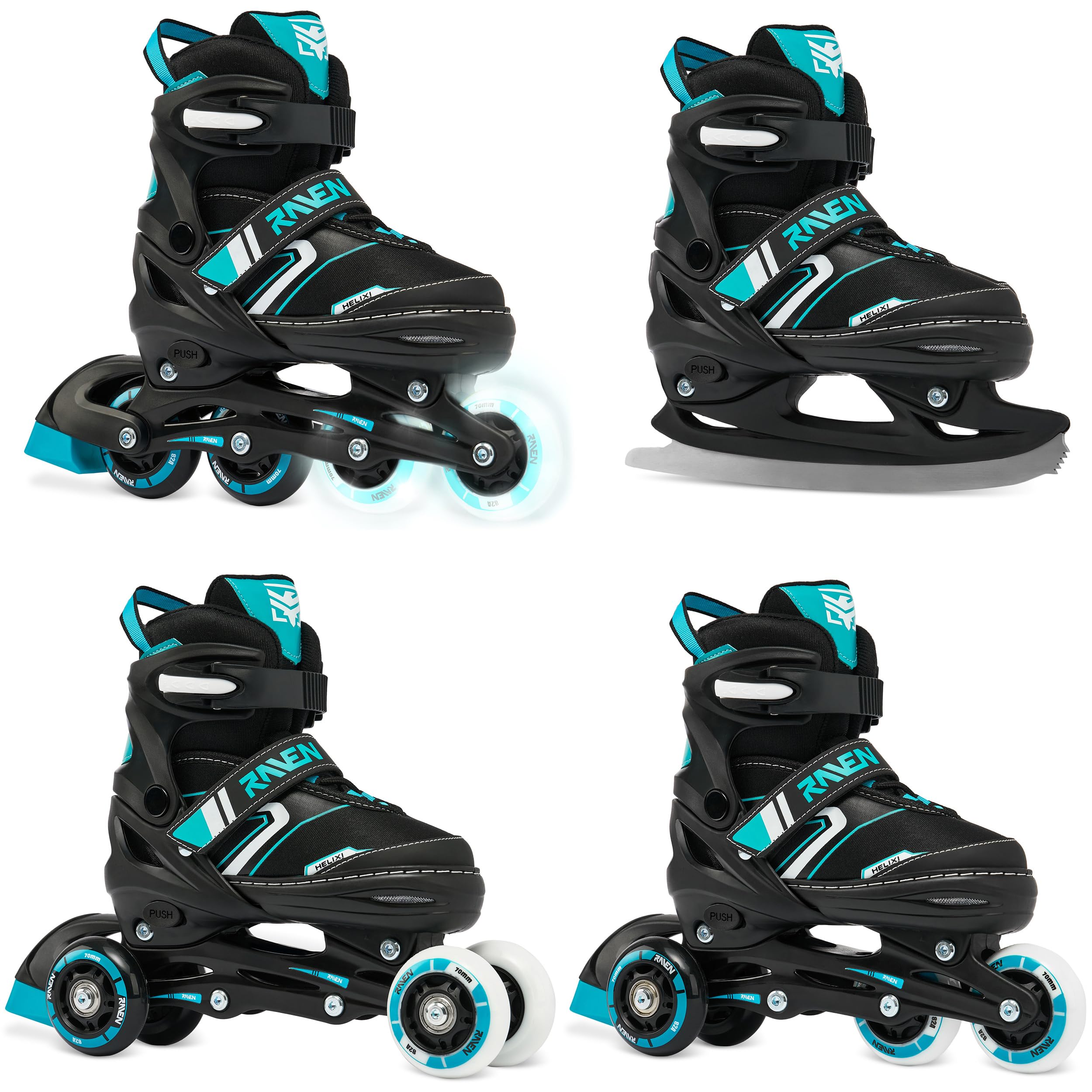RAVEN Verstellbare 4in1 Inlineskates-Schlittschuhe-Rollschuhe-Triskates Helixi